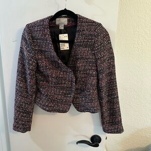 NWT black and pink Tweed cropped jacket